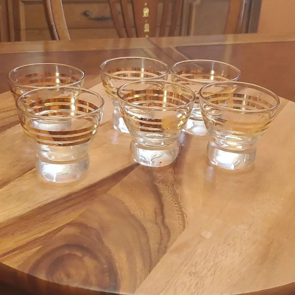 6 Gold lined shot glasses